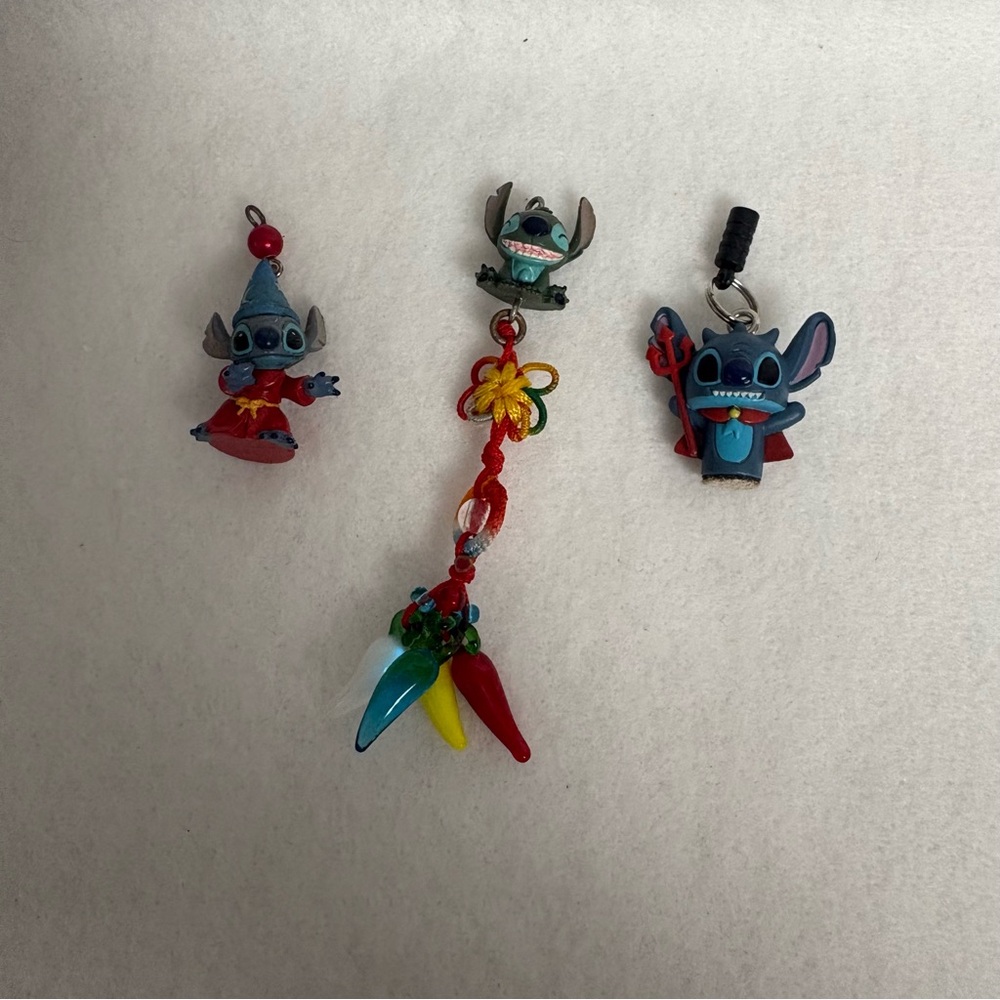 Set of 3 STITCH Charms Wizard Devil Disney Japan